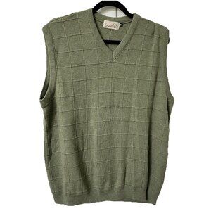 Vintage Arnold Palmer Sweater Vest Mens L Grandpa Green Knit Made Canada Grid‎